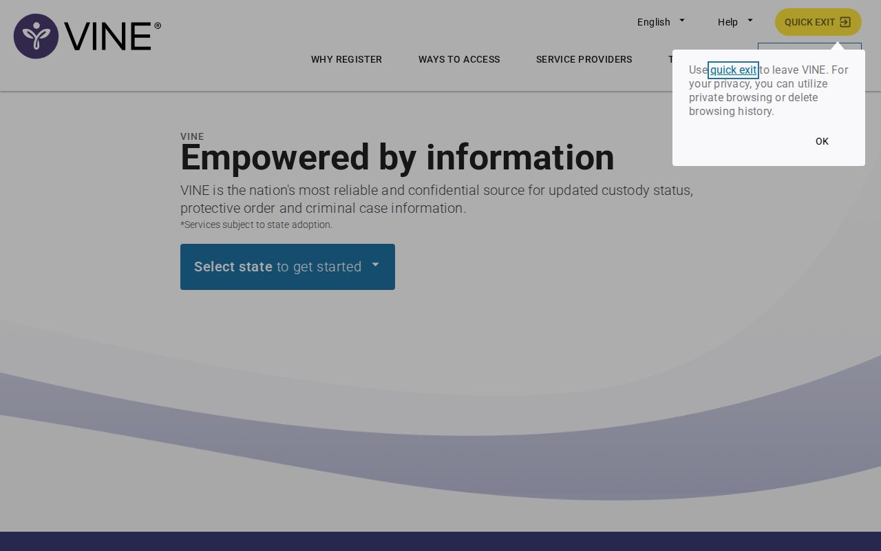 Ohio VINELink search and release notification workflow for Delaware County inmates